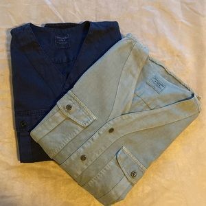 TWO Abercrombie & Fitch men’s linen and cotton button down shirts size L